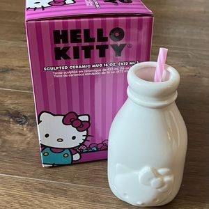 HELLO KITTY-NWT Ceramic Container & Straw